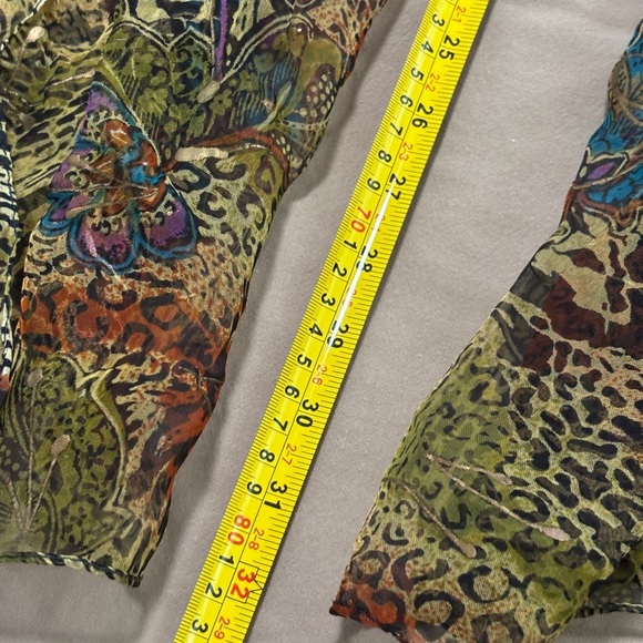 Scarf, 60 inches long. Drapey, flowing, jewel tones, metallic accents. SKU 3 - Picture 7 of 12